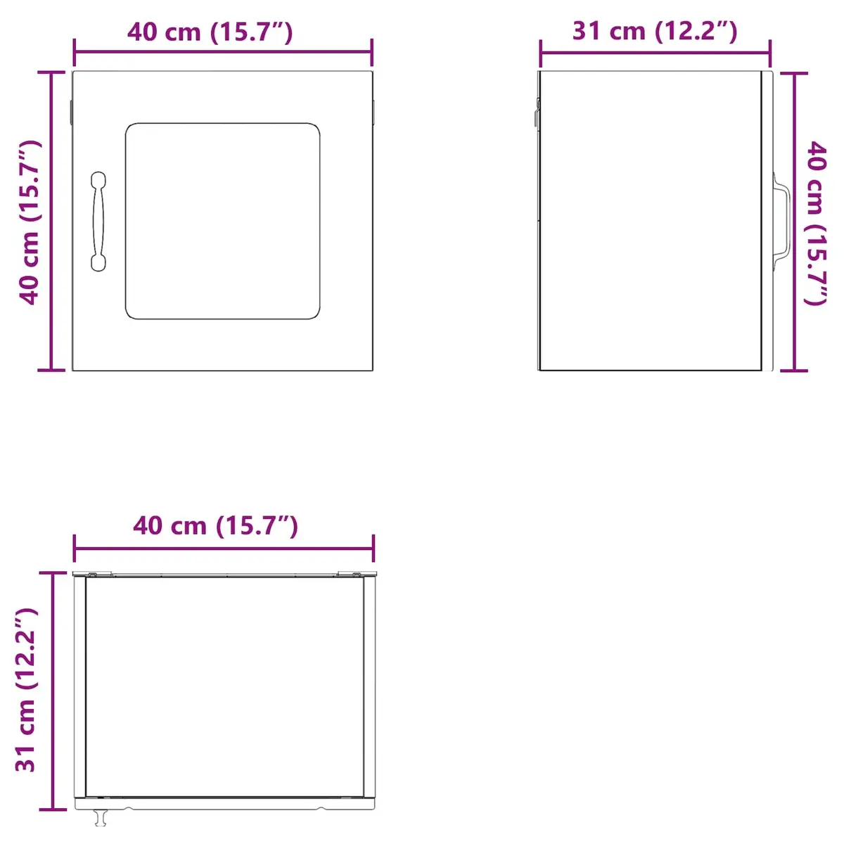Wall Glass Cabinet White Engineered Wood 40x31x40cm Modern