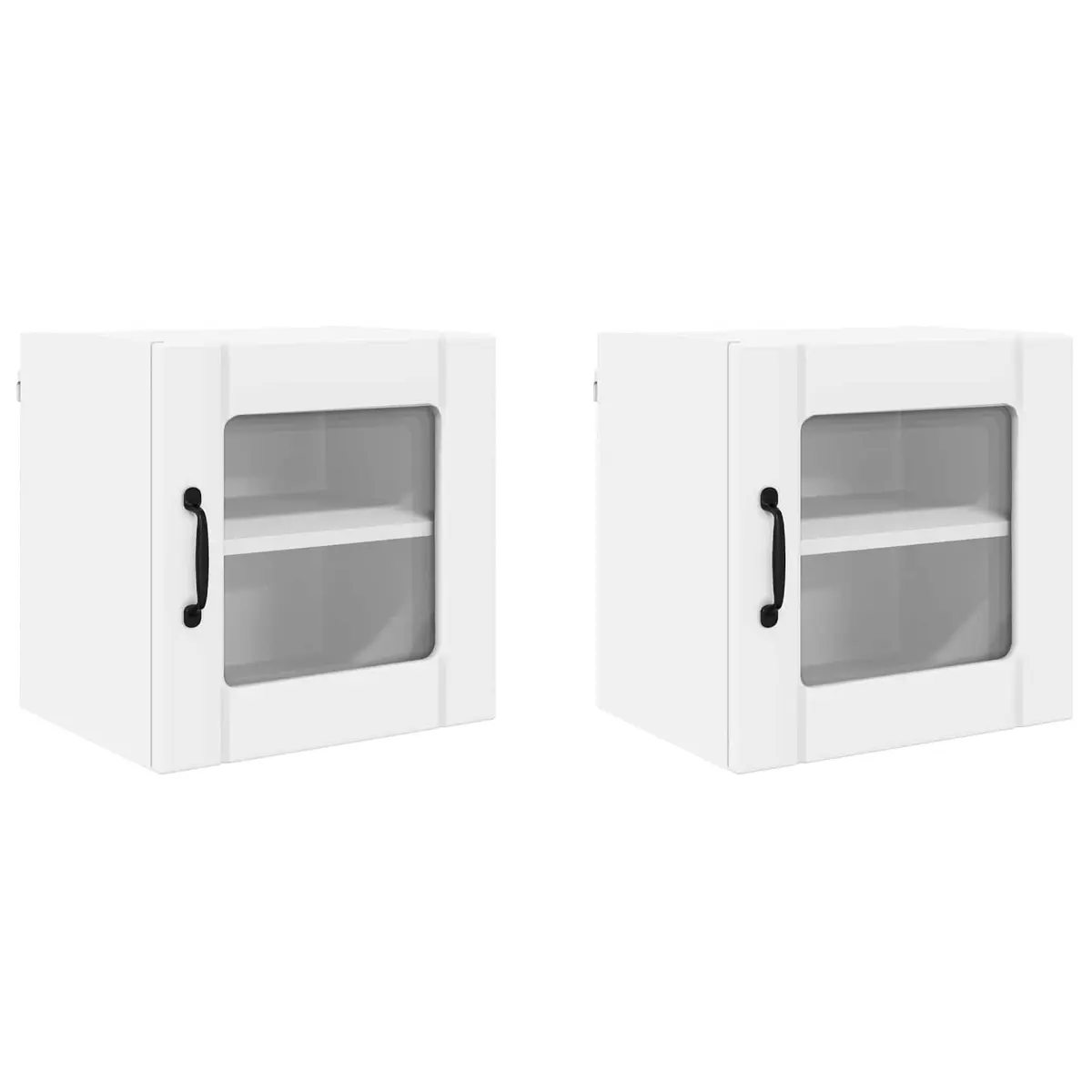 Wall Glass Cabinet White Kitchen Storage 40 x 31 x 40 cm Modern Design 2 Pieces