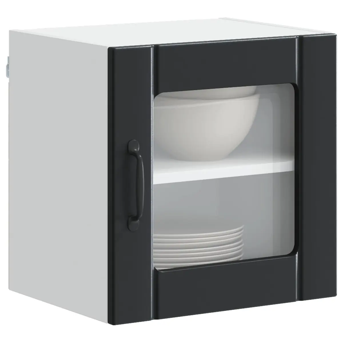 Wall Glass Cabinet Black Engineered Wood Modern Rectangular 40 x 31 x 40 cm