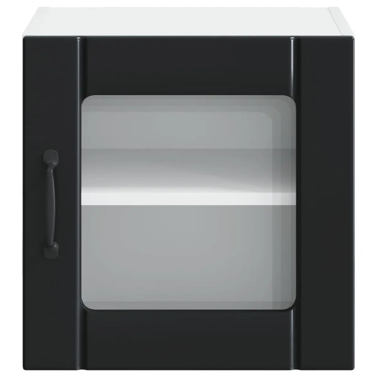 Wall Glass Cabinet Black Engineered Wood Modern Rectangular 40 x 31 x 40 cm