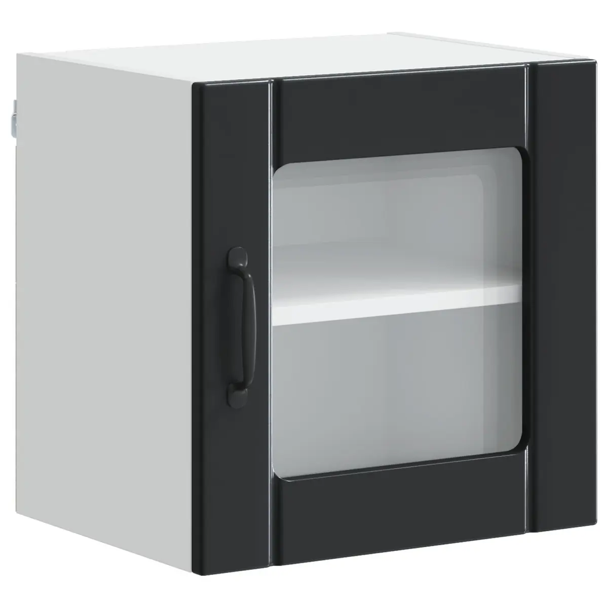 Wall Glass Cabinet Modern Black 2 Piece Storage Shelving Unit 40 x 31 x 40 cm