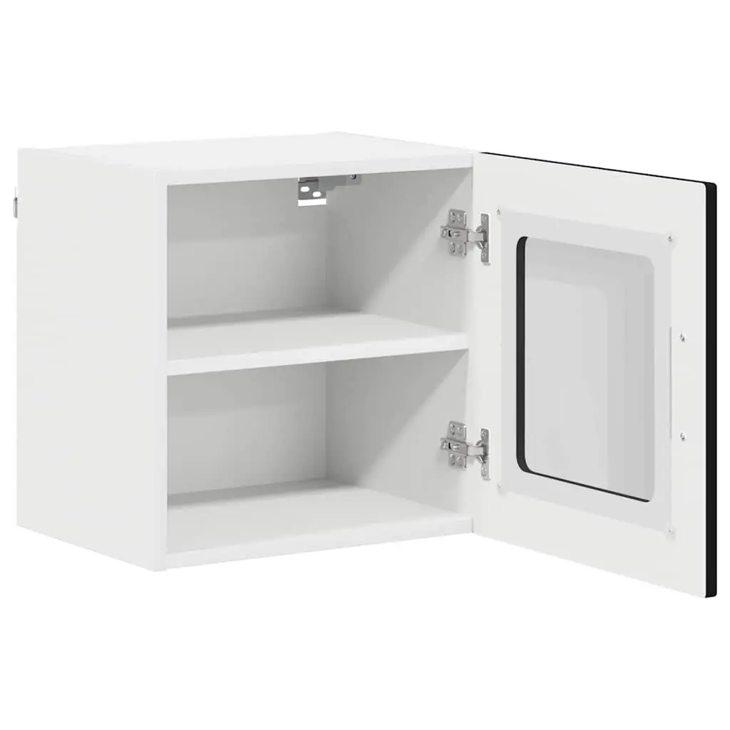 Wall Glass Cabinet Modern Black 2 Piece Storage Shelving Unit 40 x 31 x 40 cm