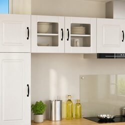 Wall Glass Cabinet High Gloss White Engineered Wood Kitchen Storage 40x31x40cm
