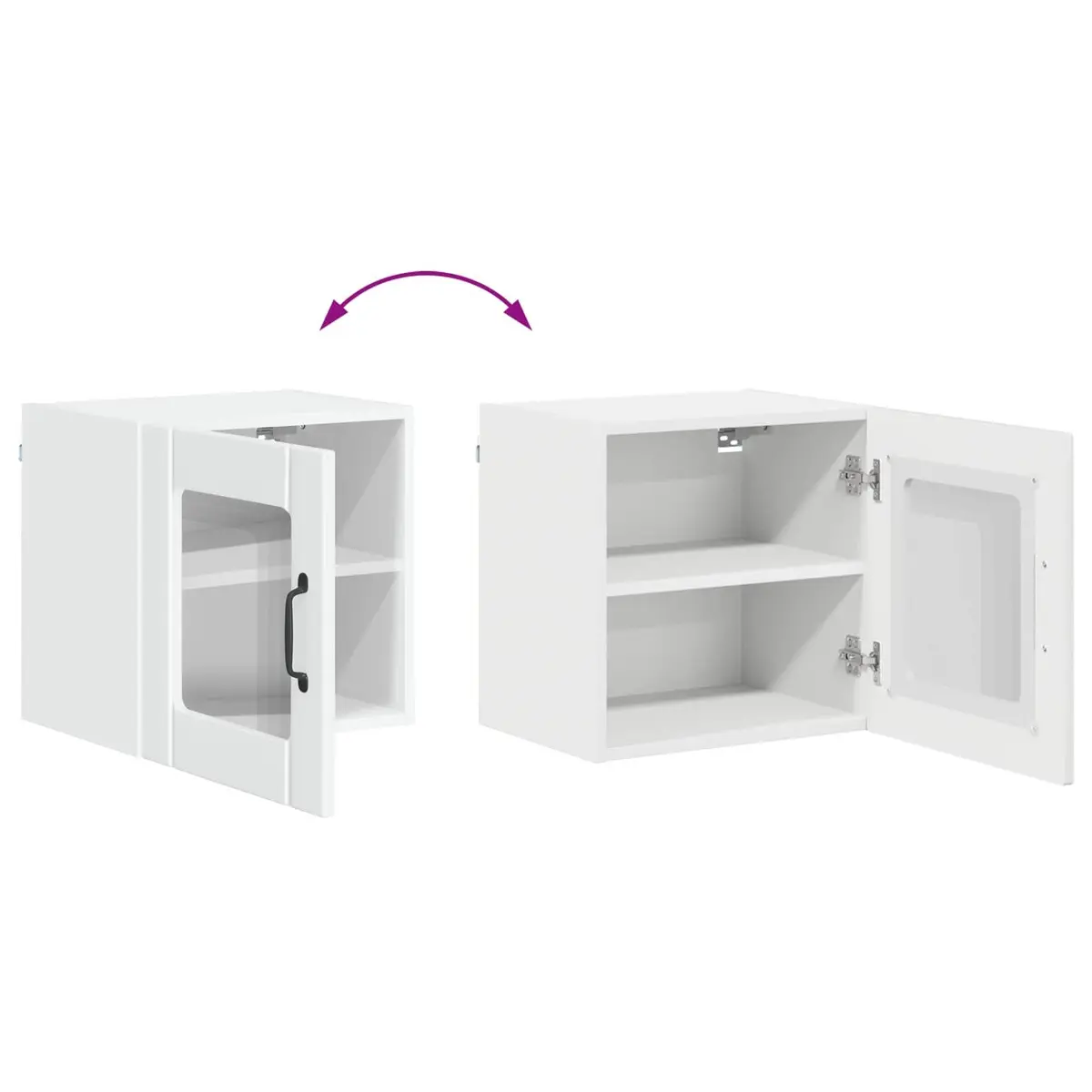 Wall Glass Cabinet High Gloss White Engineered Wood Kitchen Storage 40x31x40cm
