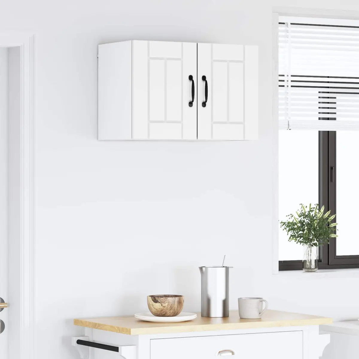 Wall Cabinet Kitchen Storage Unit Modern White Engineered Wood 30x31x40cm