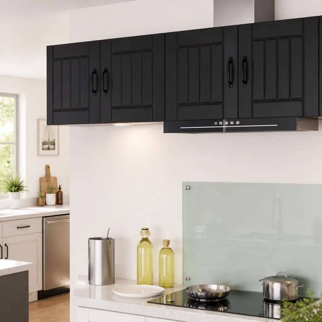 Kitchen Cabinets Modern Black Engineered Wood Storage 2 Pieces 40 x 31 x 40 cm