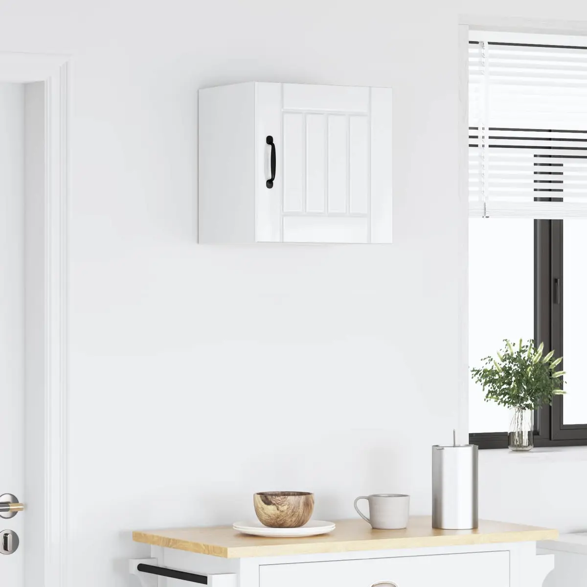 Wall Cabinet High Gloss White Kitchen Storage Unit Engineered Wood Dishwasher