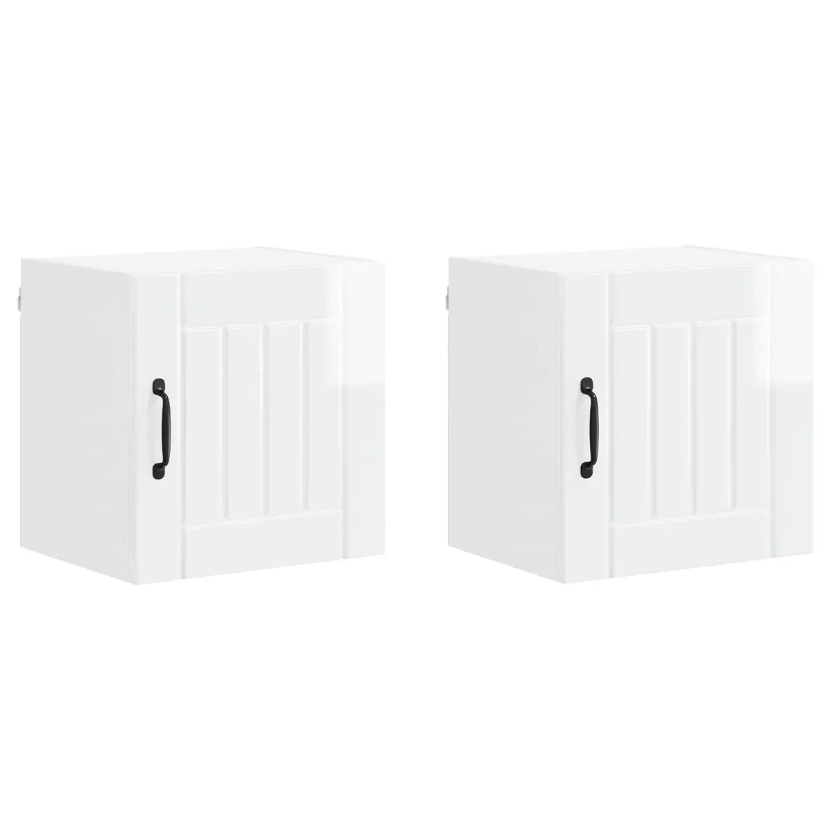 Wall Cabinet High Gloss White Kitchen Storage 2 Piece Set 40x31x40cm Modern