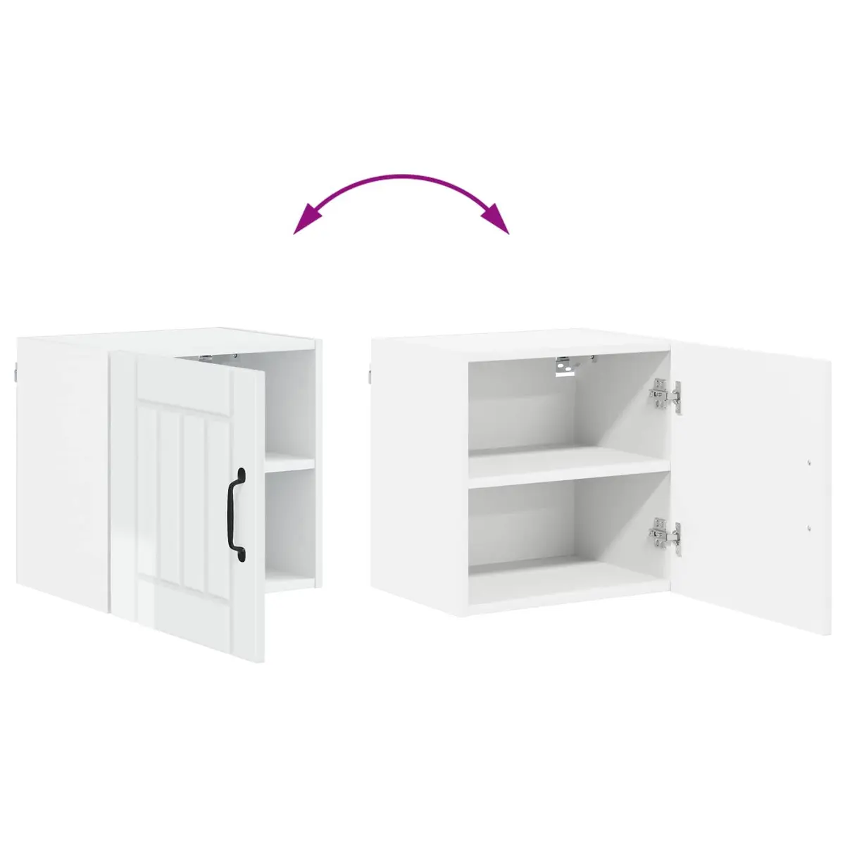 Wall Cabinet High Gloss White Kitchen Storage 2 Piece Set 40x31x40cm Modern