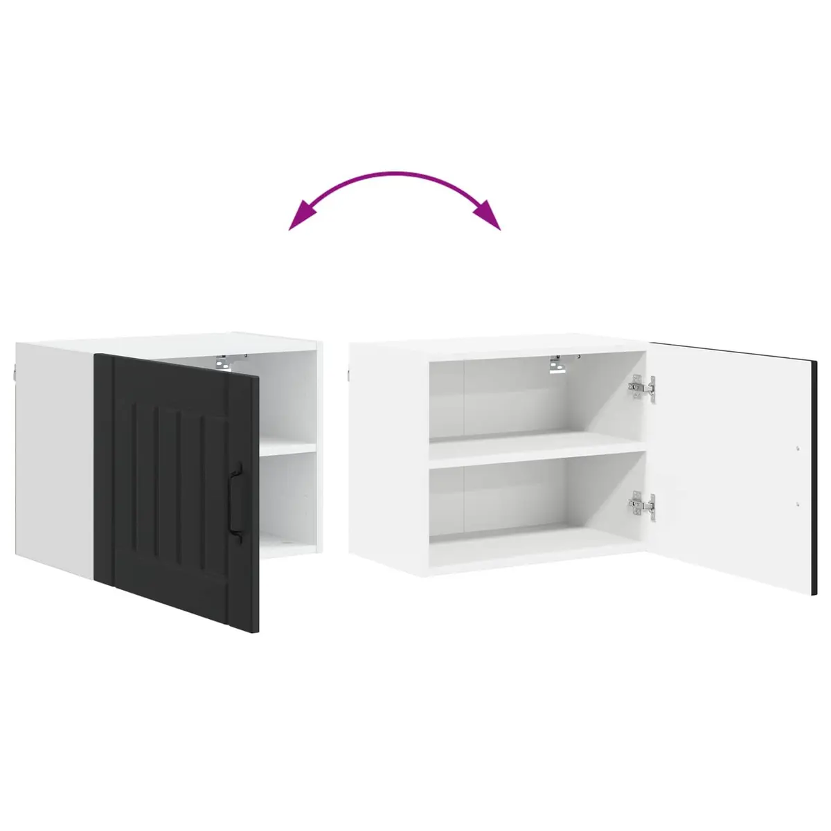 Black Wall Cabinets Set of 2 Engineered Wood Kitchen Storage 50x31x40cm