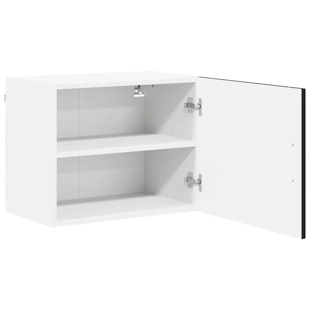Black Wall Cabinets Set of 2 Engineered Wood Kitchen Storage 50x31x40cm