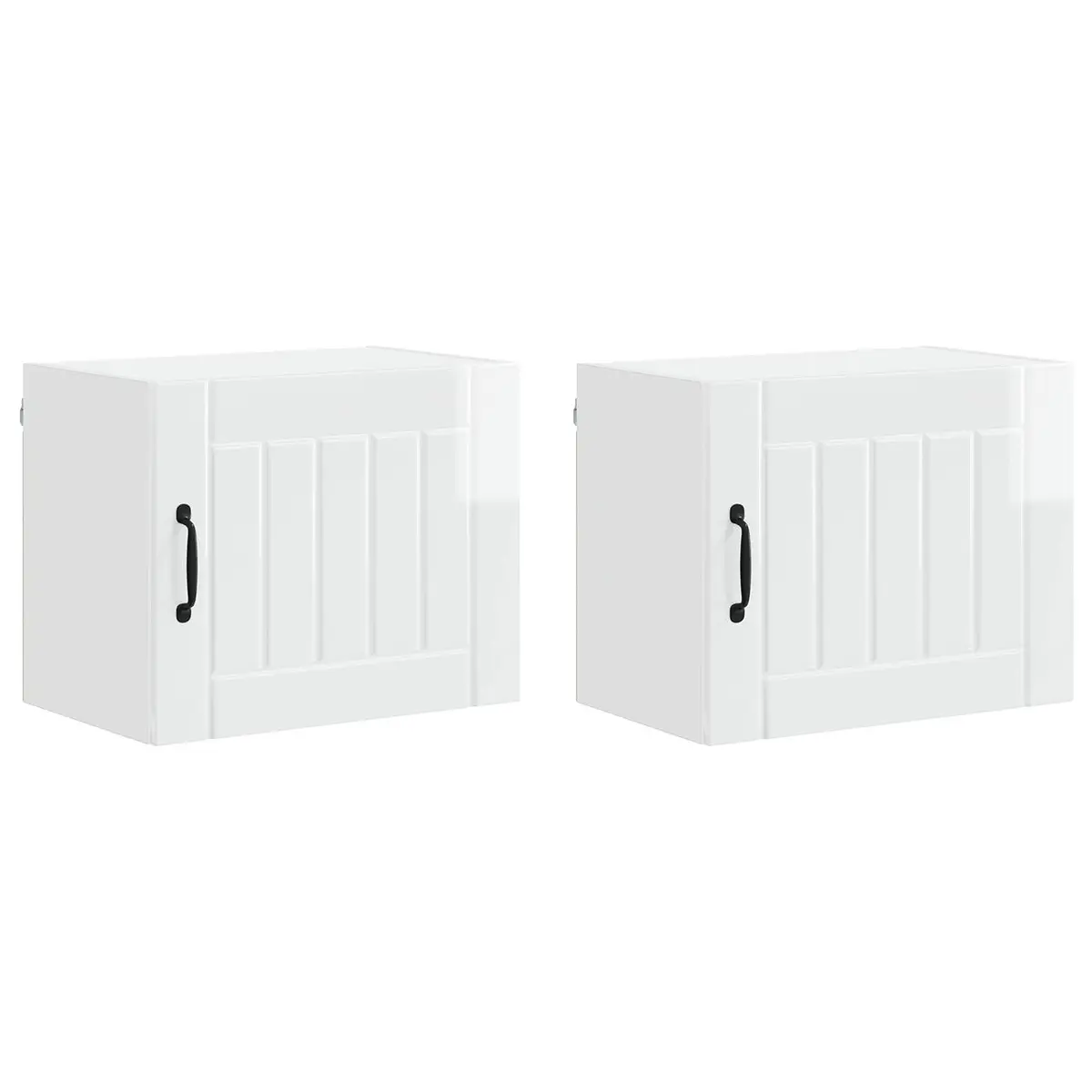 Wall Cabinet High Gloss White 2 pcs Engineered Wood Rectangular
