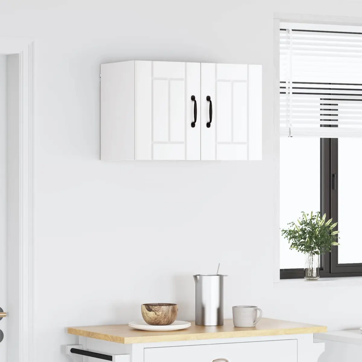 White Wall Cabinet for Kitchen Spaces