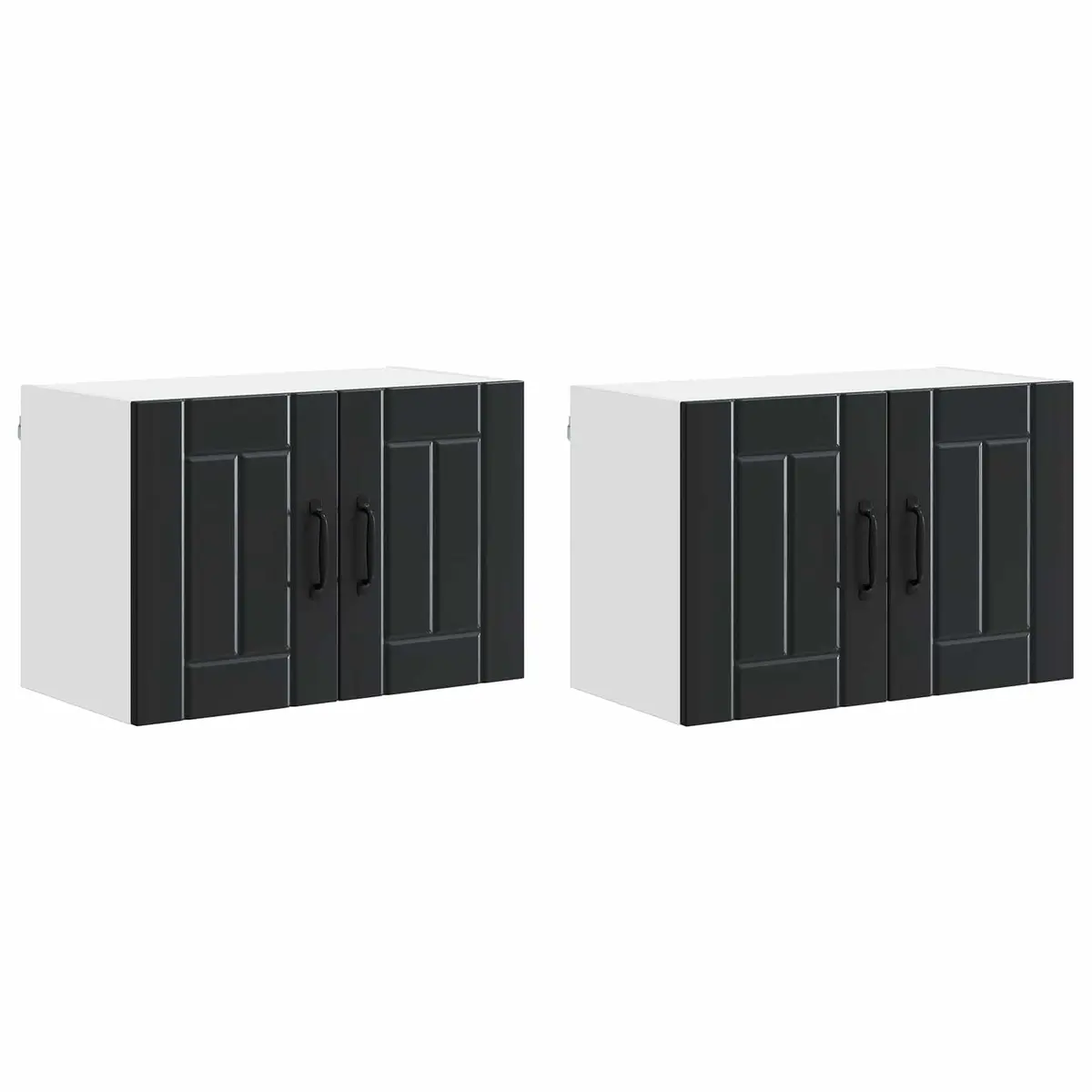 Wall Cabinet 2 Piece Black Kitchen Storage Cupboard Engineered Wood 60x31x40cm
