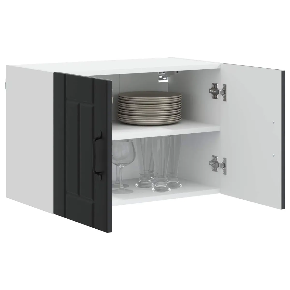 Wall Cabinet 2 Piece Black Kitchen Storage Cupboard Engineered Wood 60x31x40cm
