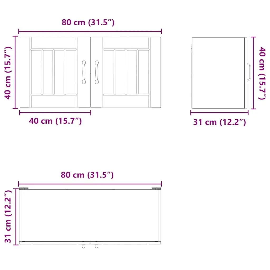 Wall Cabinet High Gloss White Dishwasher Panel Engineered Wood 80 x 31 x 40 cm