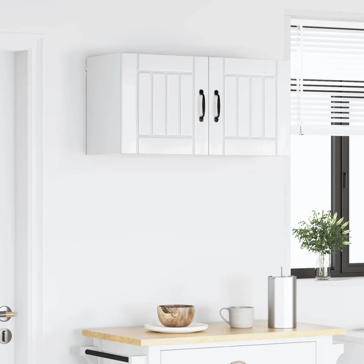 Wall Cabinet High Gloss White Dishwasher Panel Engineered Wood 80 x 31 x 40 cm