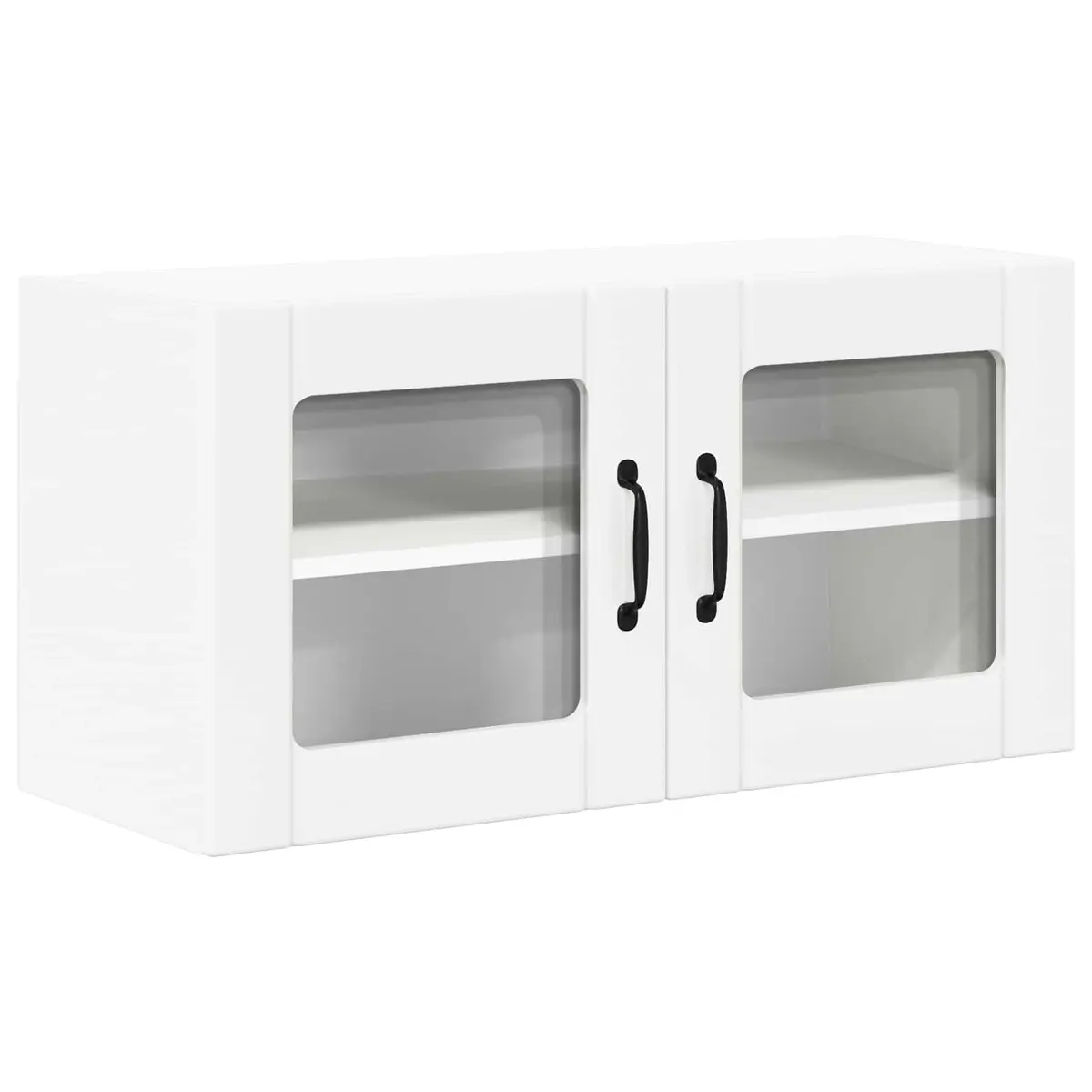 Wall Glass Cabinet Modern White Engineered Wood 80 x 31 x 40 cm