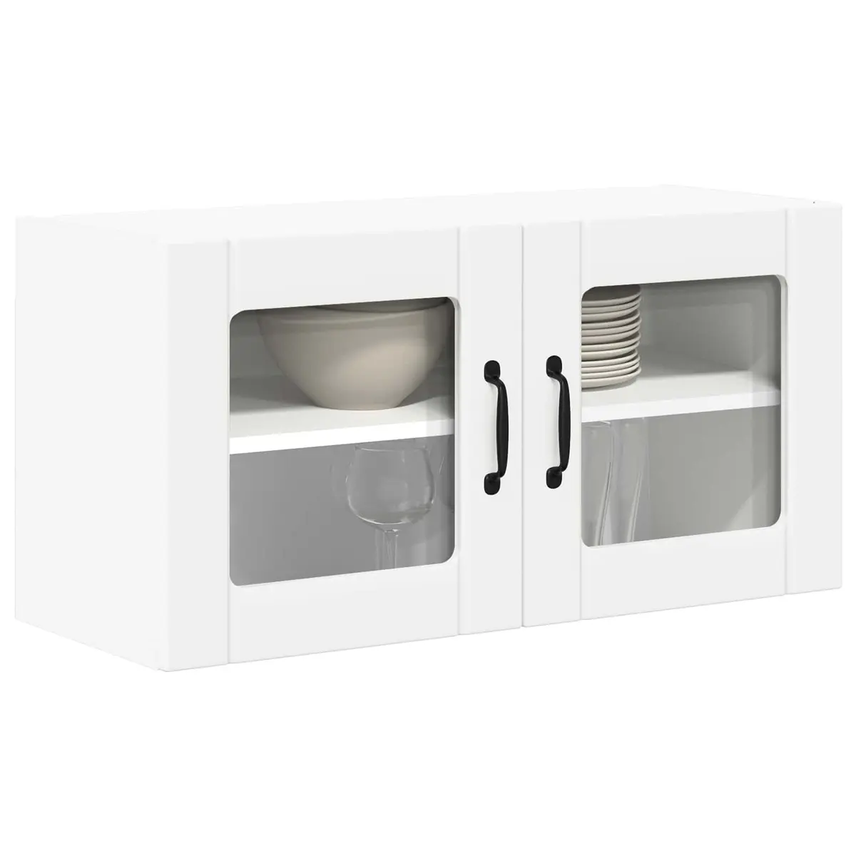 Wall Glass Cabinet Modern White Engineered Wood 80 x 31 x 40 cm