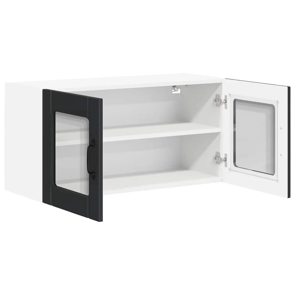Wall Glass Cabinet Black Kitchen Storage Engineered Wood 80 x 31 x 40 cm Modern
