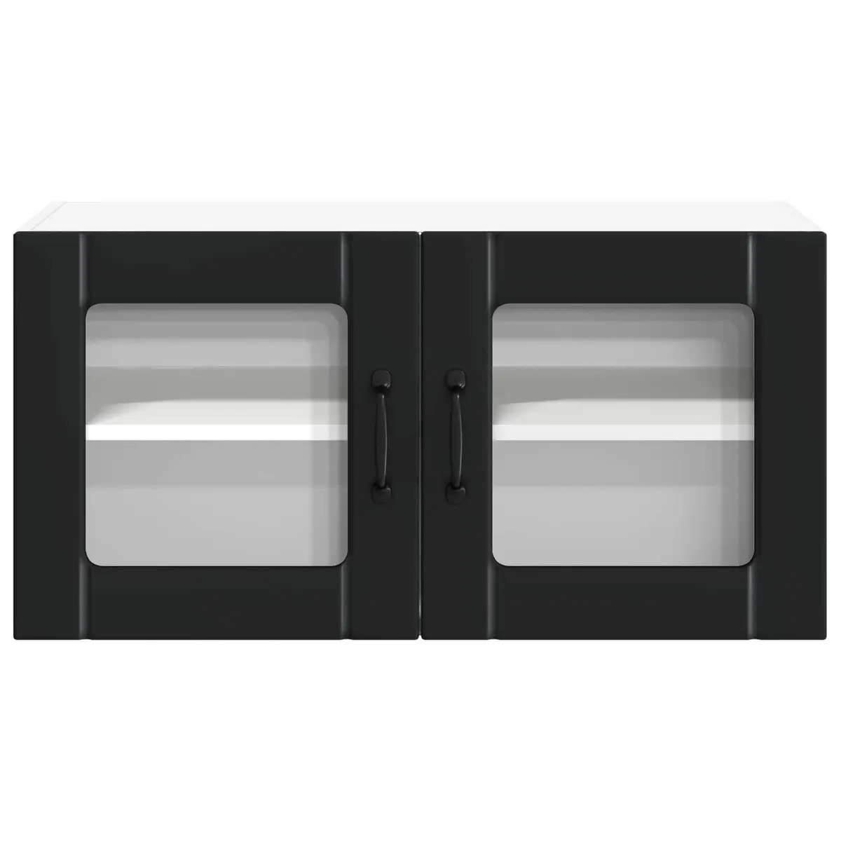 Wall Glass Cabinet Black Kitchen Storage Engineered Wood 80 x 31 x 40 cm Modern