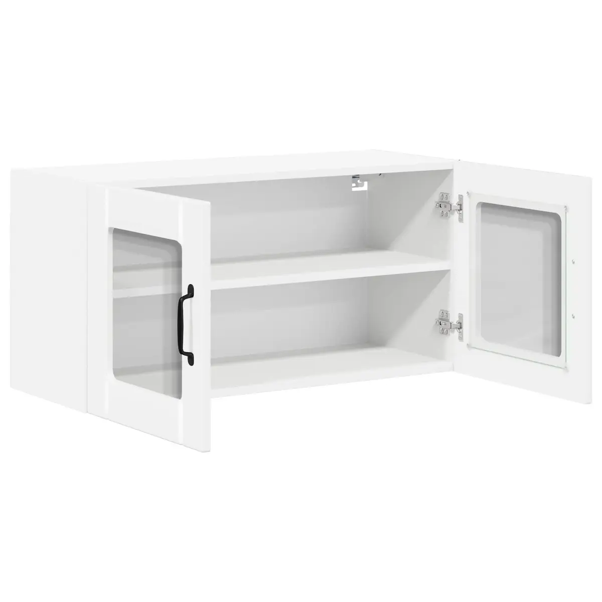 High Gloss White Wall Mounted Glass Cabinet Modern Kitchen Storage 80cm