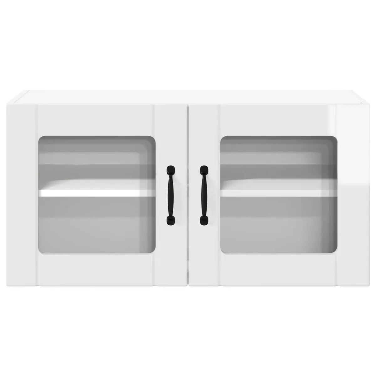 High Gloss White Wall Mounted Glass Cabinet Modern Kitchen Storage 80cm