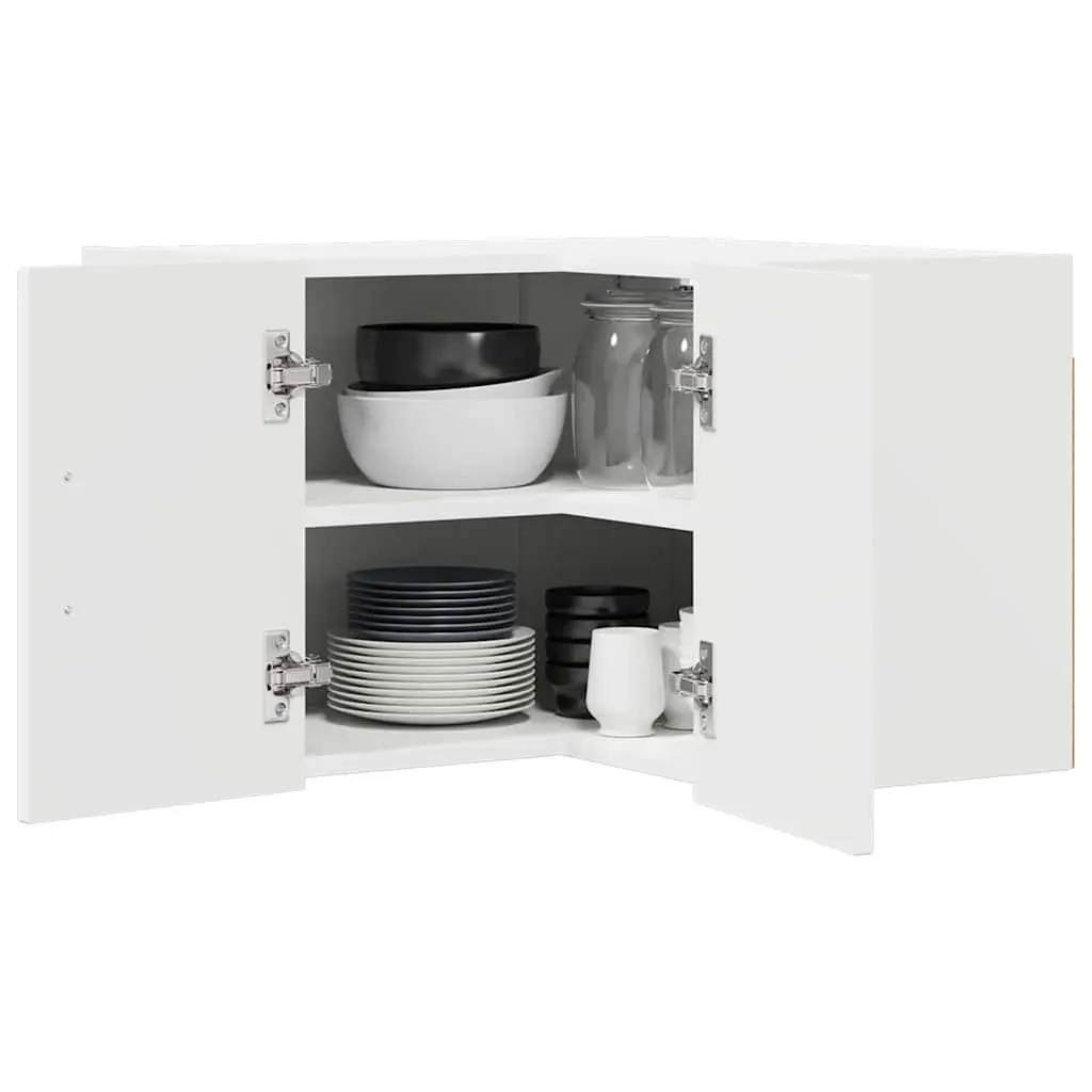 Wall Corner Cabinet White Engineered Wood Kitchen Storage Cupboard 57x57x40cm