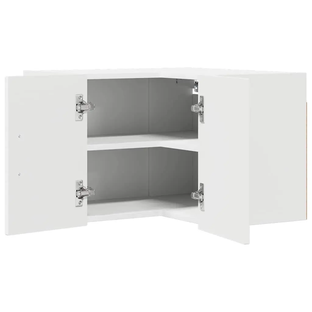 Wall Corner Cabinet White Engineered Wood Kitchen Storage Cupboard 57x57x40cm