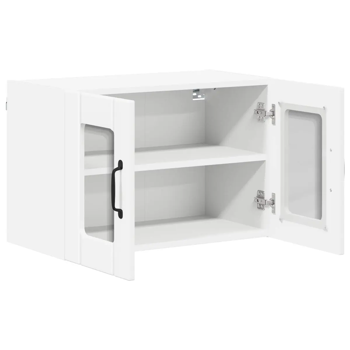 Wall Glass Cabinet Modern White Kitchen Storage Engineered Wood 60x31x40cm