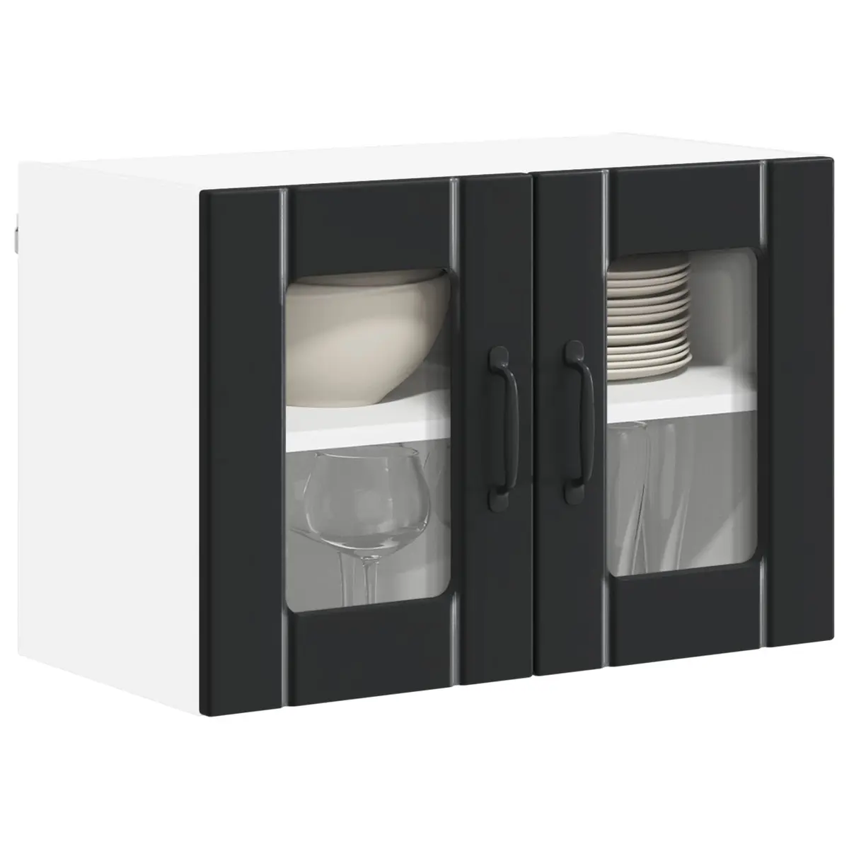 Wall Cabinet Black Engineered Wood Kitchen Storage Unit 60x31x40cm