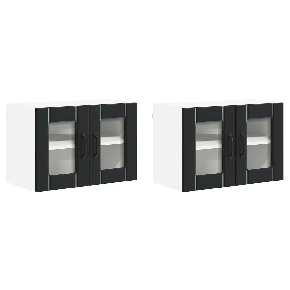 Wall Glass Cabinet Black Kitchen Storage Unit 60 x 31 x 40 cm Modern Design