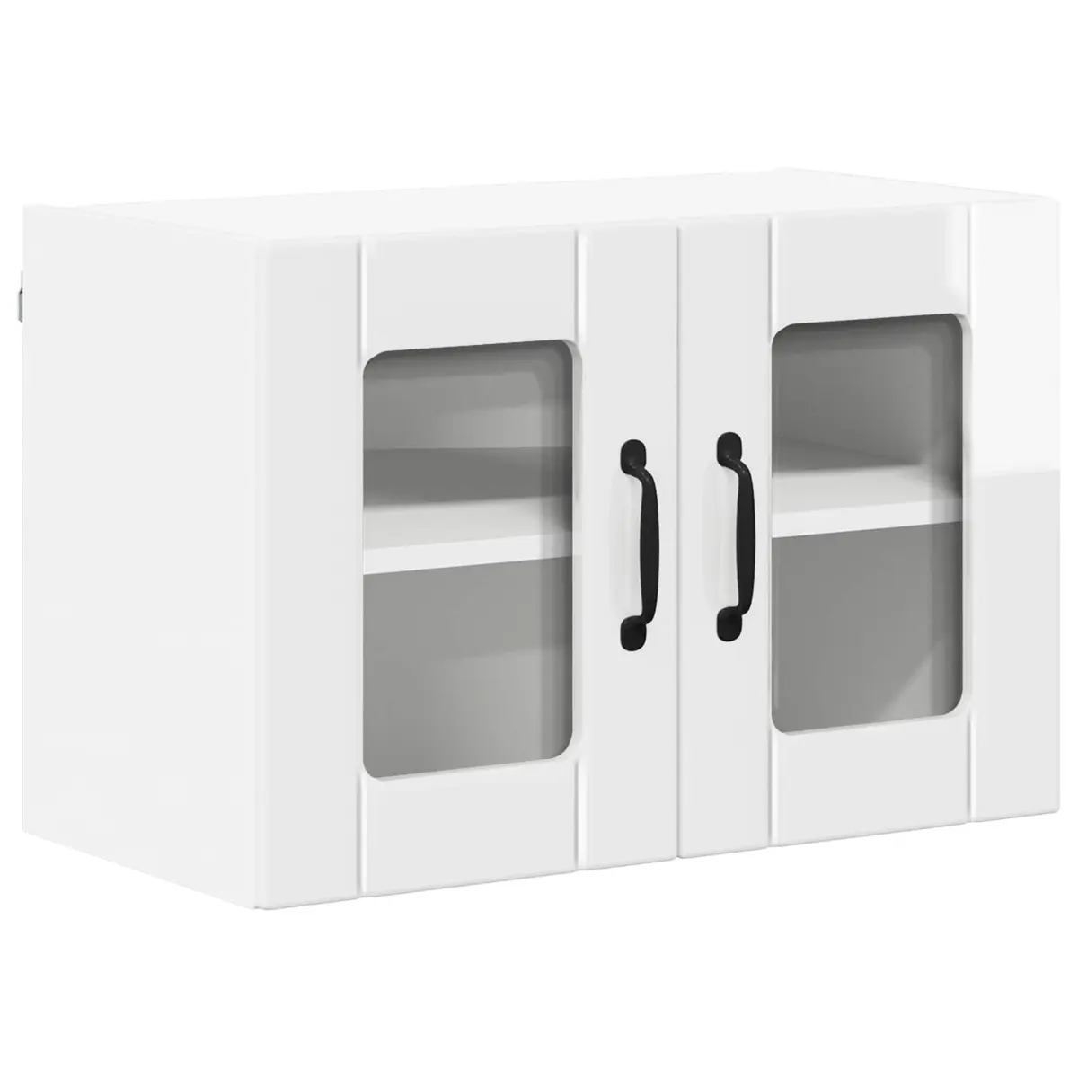 Wall Glass Cabinet High Gloss White 2 Pieces Kitchen Storage Furniture