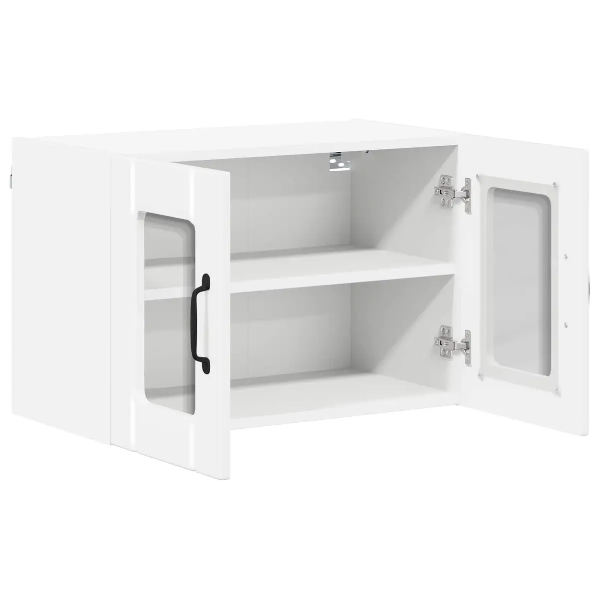 Wall Glass Cabinet High Gloss White 2 Pieces Kitchen Storage Furniture