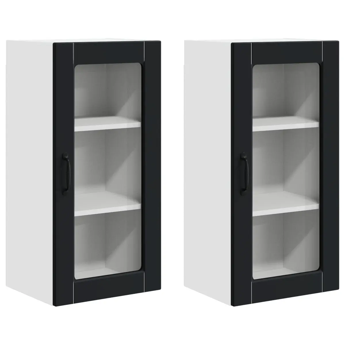 Black Wooden Wall Glass Cabinet