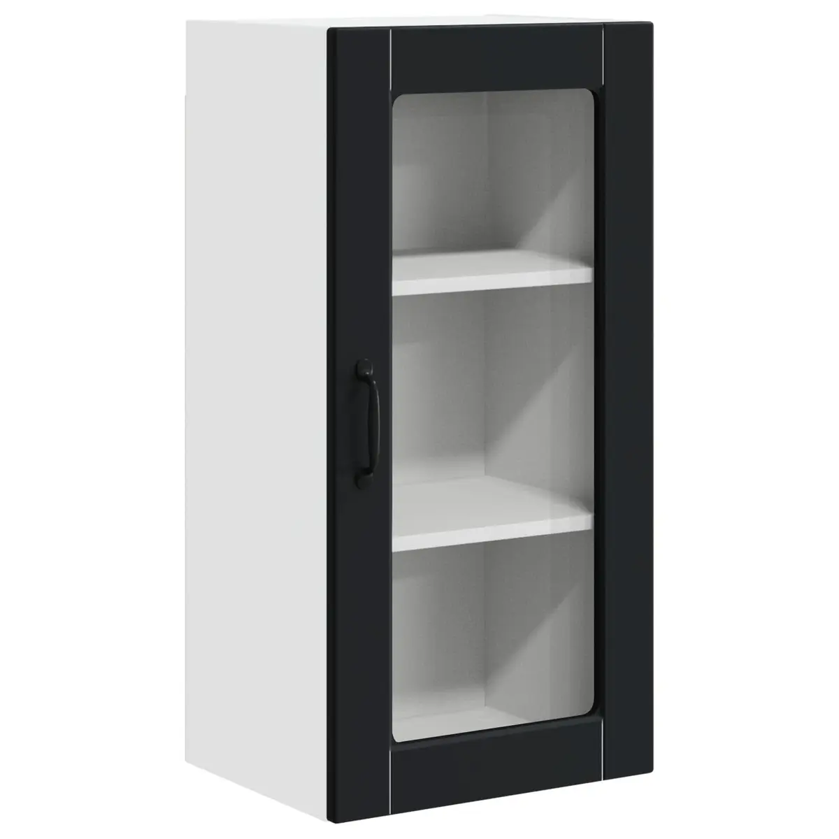 Black Wooden Wall Glass Cabinet