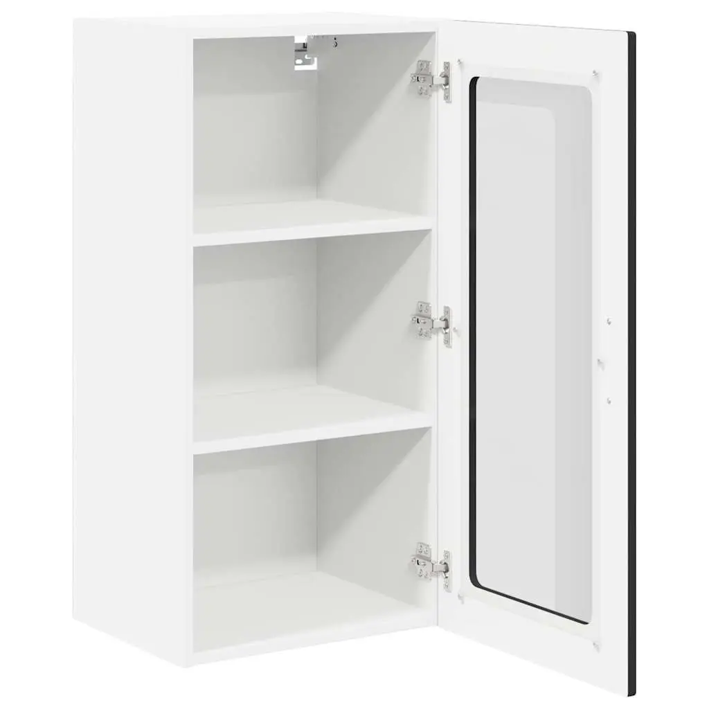 Black Wooden Wall Glass Cabinet