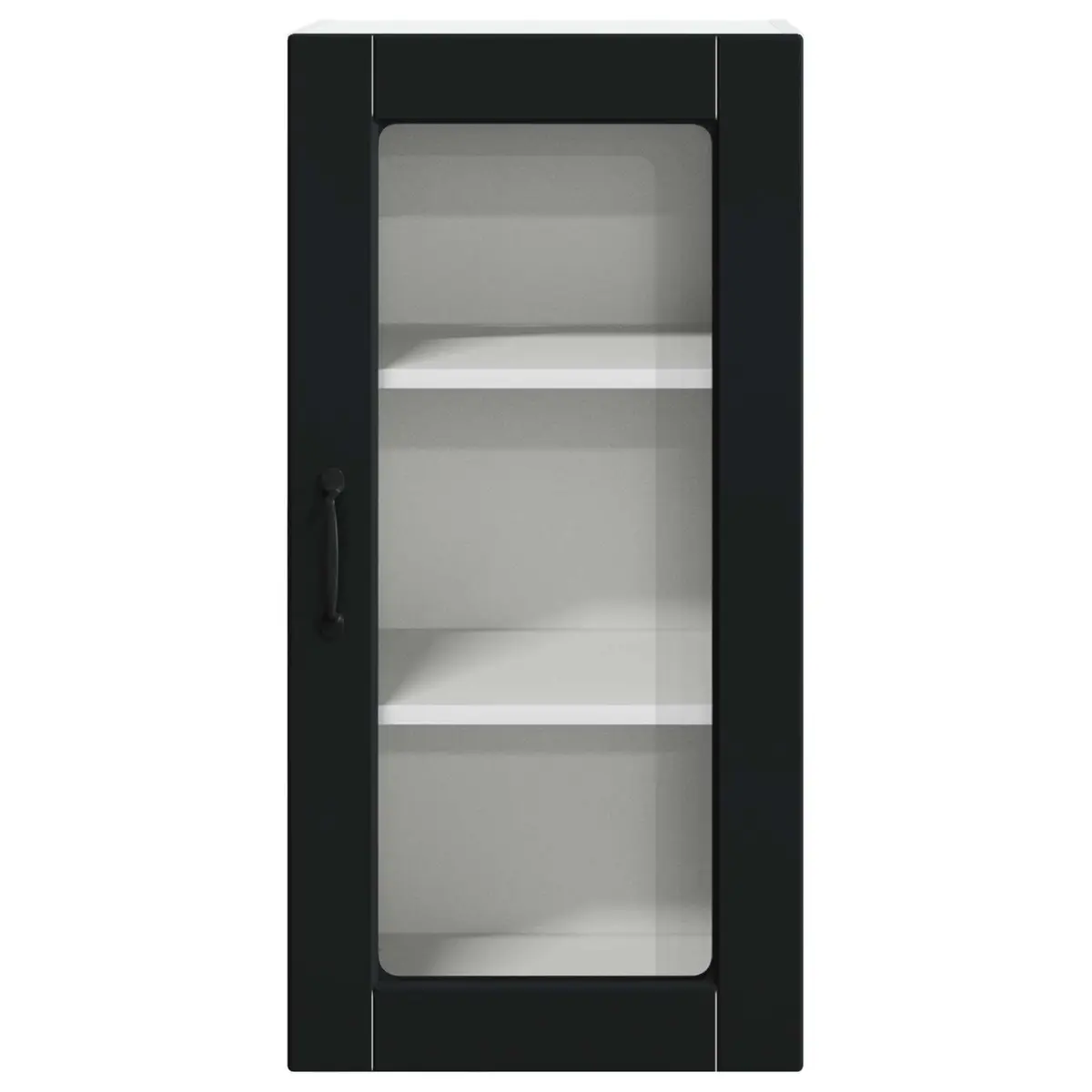 Black Wooden Wall Glass Cabinet