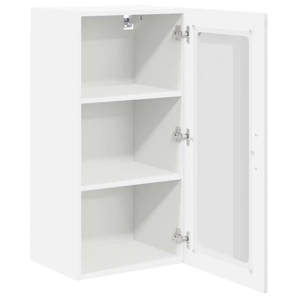 Wall Glass Cabinet 2 Pcs High Gloss White Kitchen Storage Shelving Unit