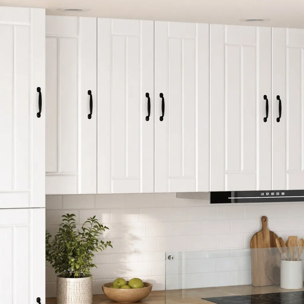 Kitchen Storage Cabinet Wall Mounted Black Engineered Wood Rectangular 30 x 31 x 80 cm
