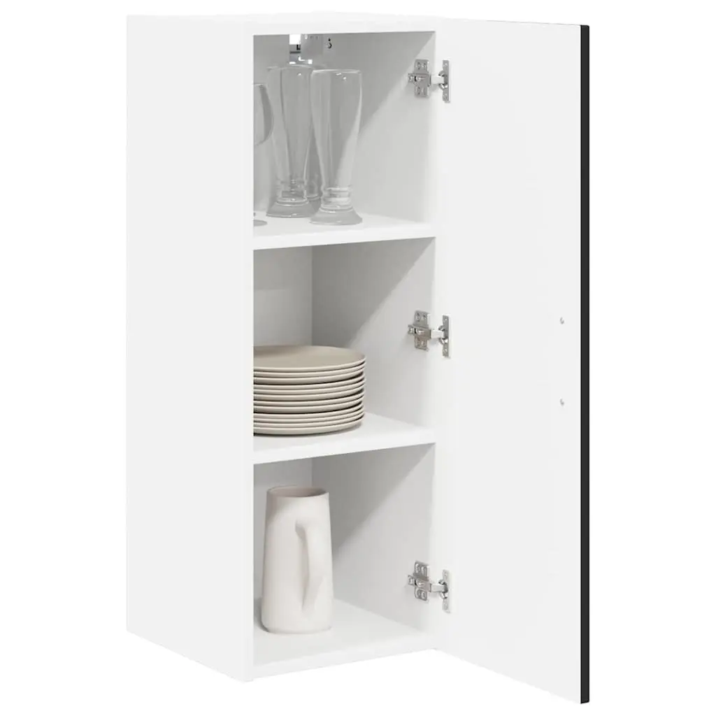 Kitchen Storage Cabinet Wall Mounted Black Engineered Wood Rectangular 30 x 31 x 80 cm