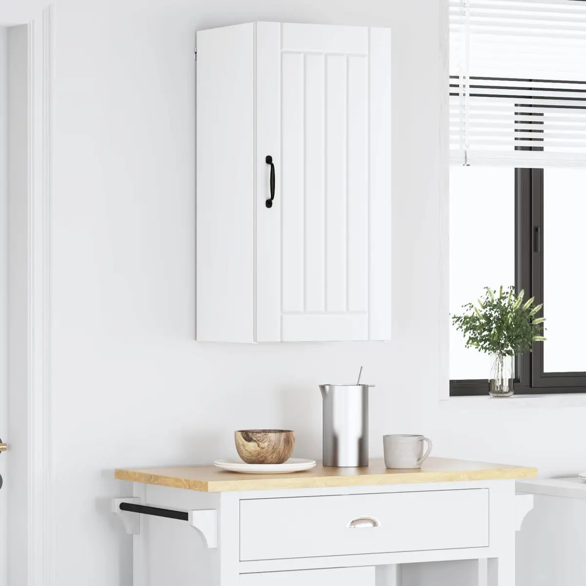 White Wall Cabinet Kitchen Storage Engineered Wood Dishwasher Panel 40x31x80cm