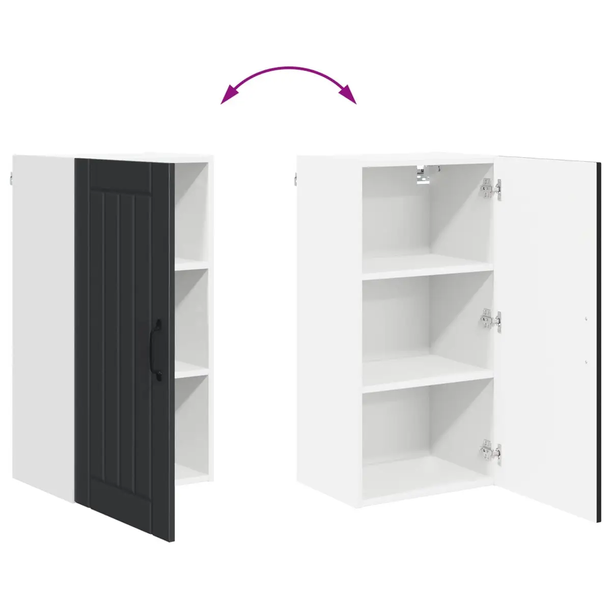 Wall Cabinet Engineered Wood Black Kitchen Storage Unit 40x31x80cm Dishwasher