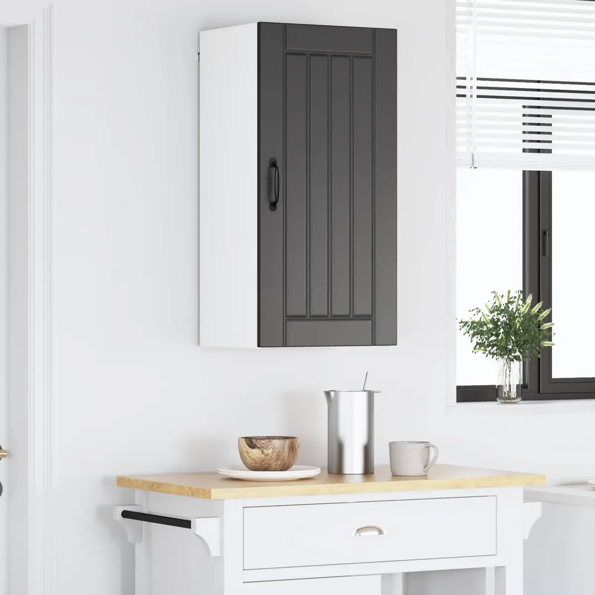 Wall Cabinet Engineered Wood Black Kitchen Storage Unit 40x31x80cm Dishwasher