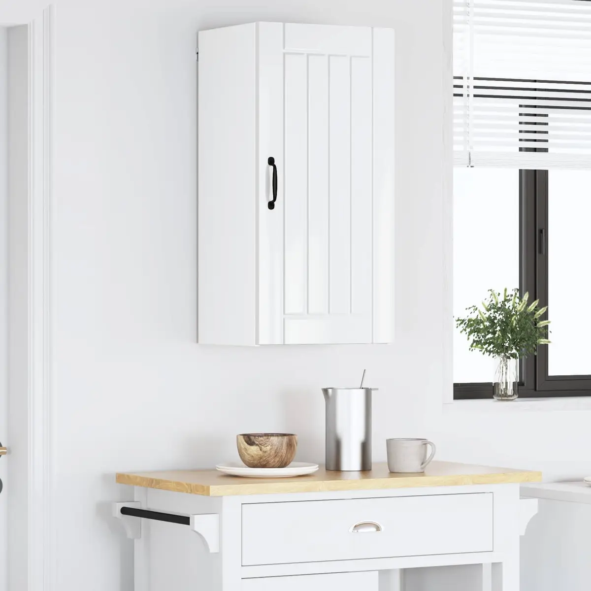 Wall Cabinet High Gloss White Kitchen Storage Unit Engineered Wood 40x31x80cm