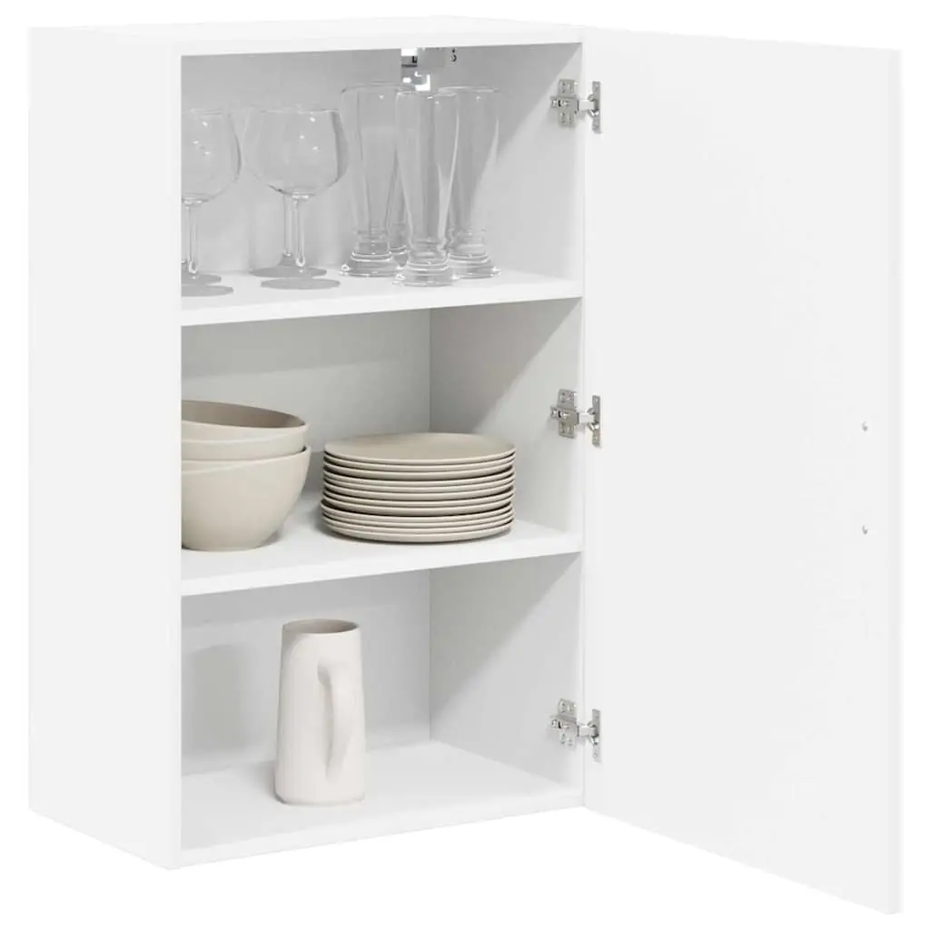 White Engineered Wood Wall Cabinet Kitchen Storage Unit 50 x 31 x 80 cm Modern