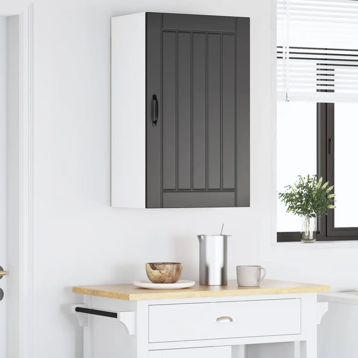 Wall Cabinet Modern Kitchen Storage Dishwasher Panel Black Engineered Wood 50 x 31 x 80 cm