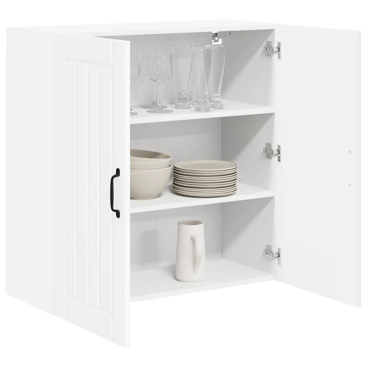 Wall Cabinet Modern White Kitchen Storage Engineered Wood 80x31x80cm