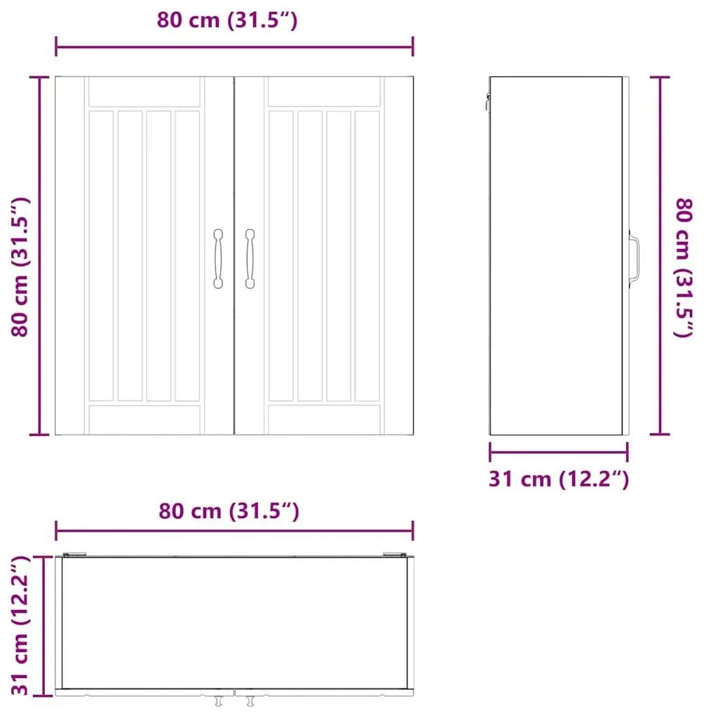 Wall Cabinet Dishwasher Panel High Gloss White 80x31x80cm