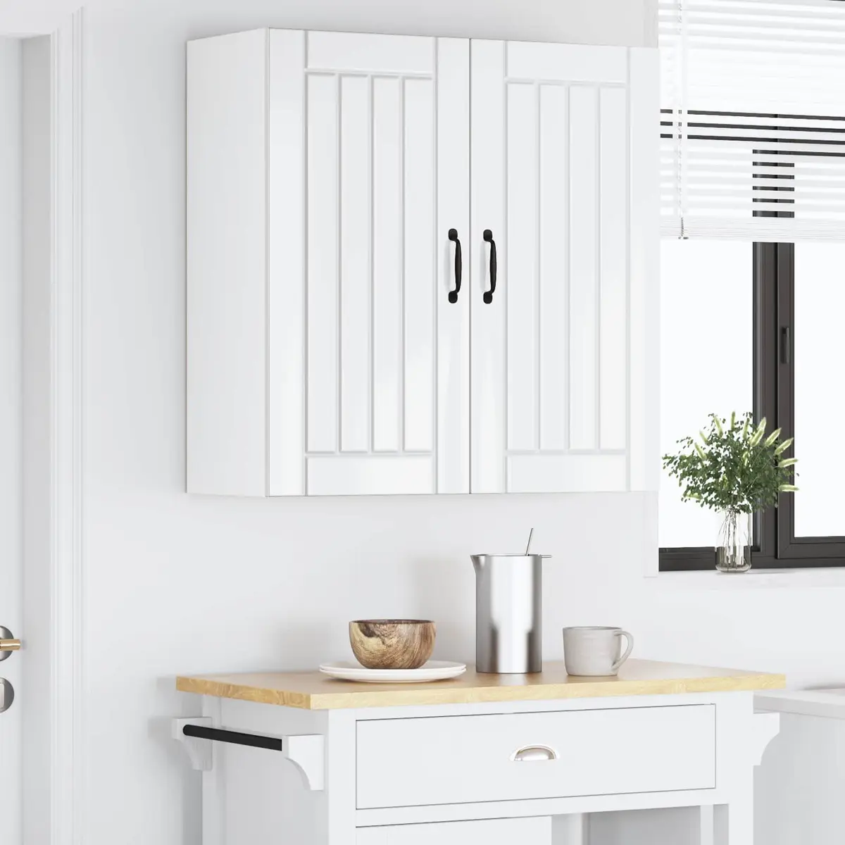 Wall Cabinet Dishwasher Panel High Gloss White 80x31x80cm